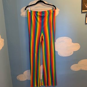 Boohoo flared rainbow pants